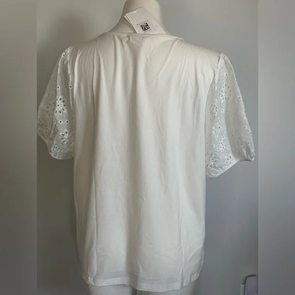 Grace Karin Ivory Eyelet Puff Short Sleeve Top NWT - Picture 4 of 8